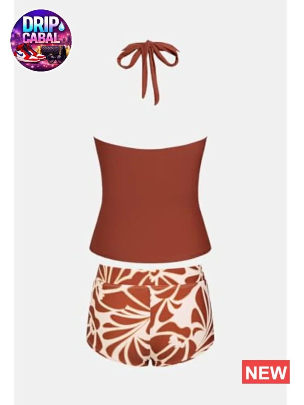Women's Tankini Set Two Piece High Waisted Halter V Neck Swimsuit with Shorts